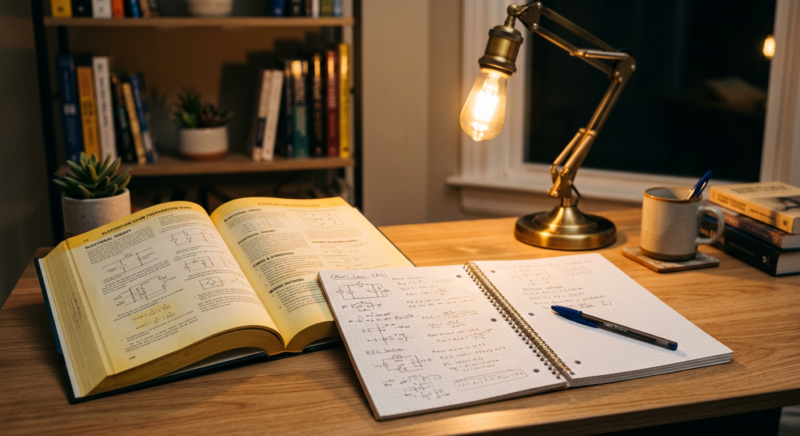 電気工事士の学科試験勉強をするイメージ